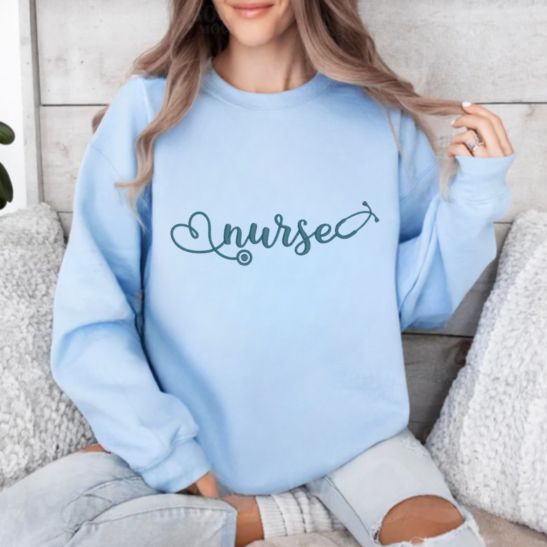 Nurse Stethoscope Embroidered Crewneck