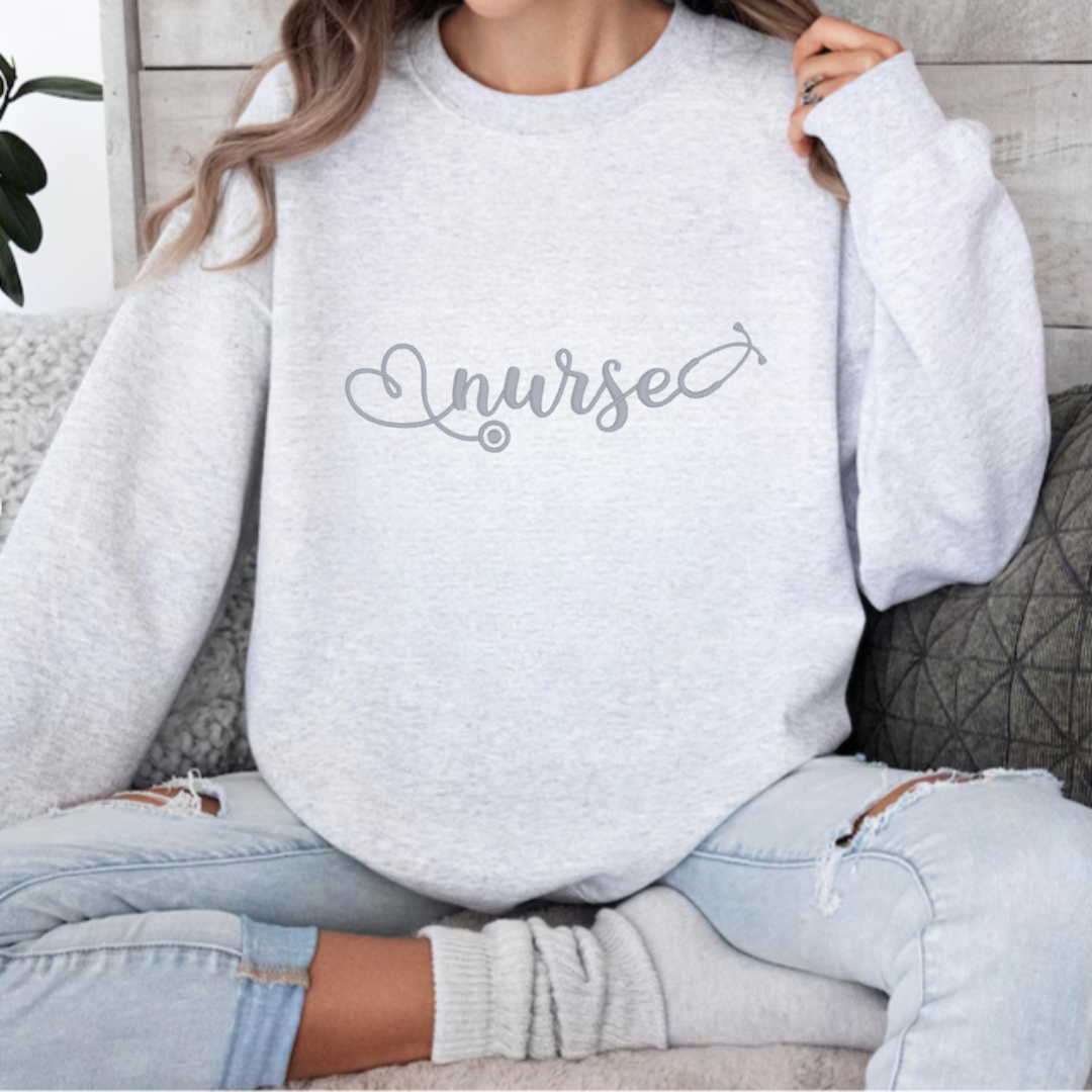 Nurse Stethoscope Embroidered Crewneck