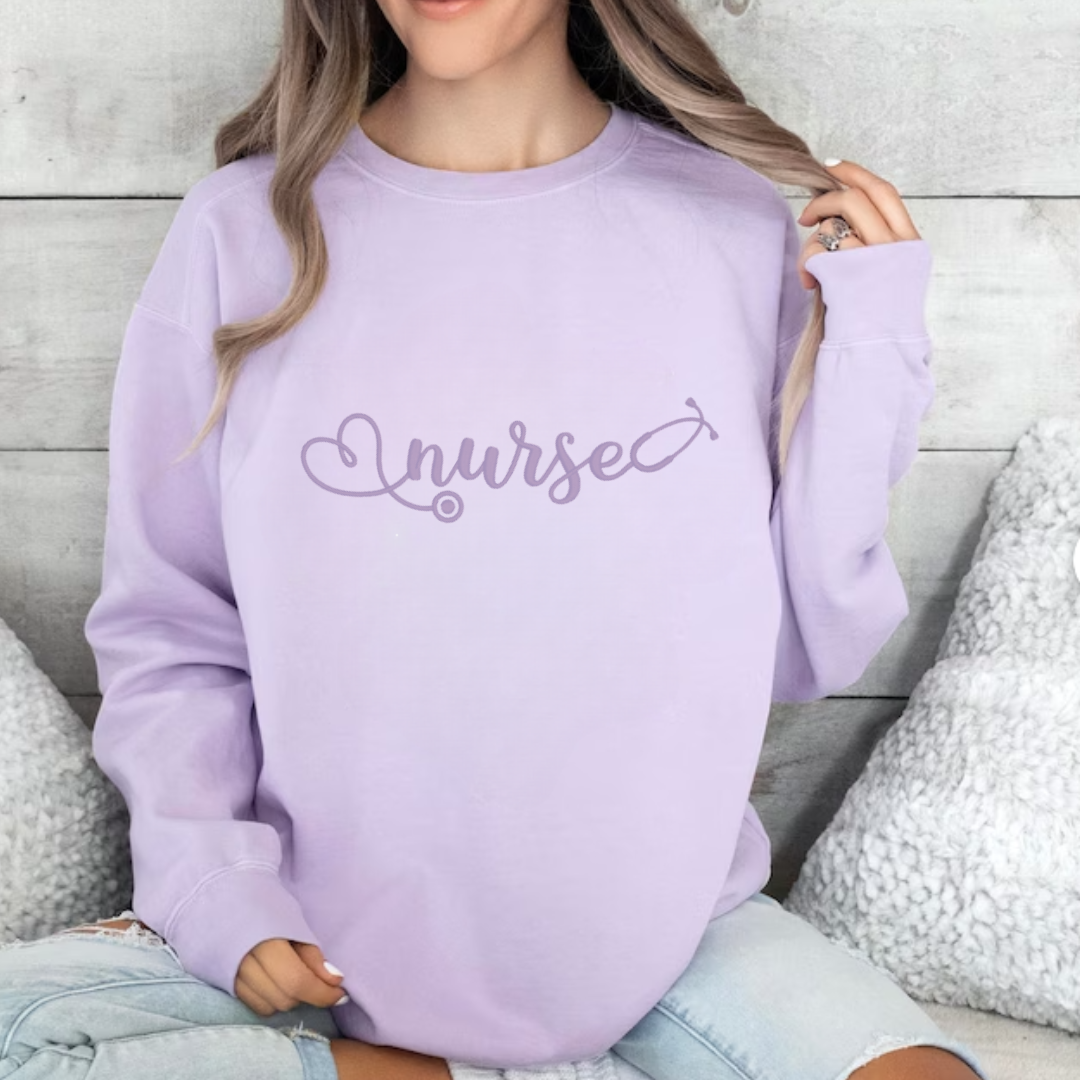 Nurse Stethoscope Embroidered Crewneck